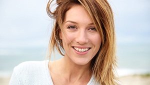 woman smiling beach