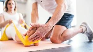 patient using resistance bands