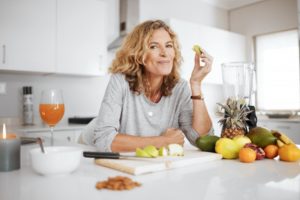 healthy woman eating